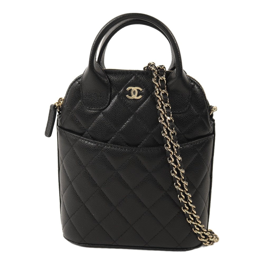 Chanel 2Way Chain Bag Black: Black calfskin 2Way chain shoulder bag. Includes box storage bags and hologram sticker. 15.5 x 18.5 x 6 cm.