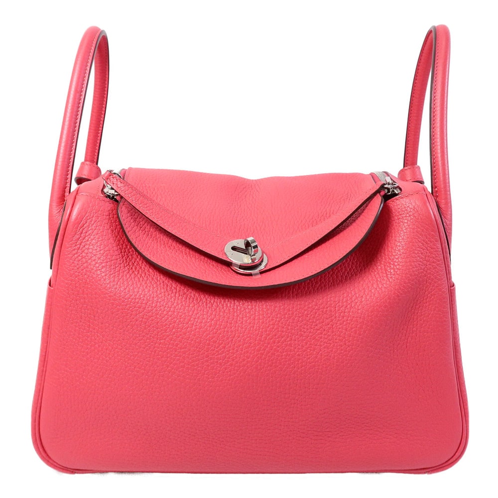 Hermes Lindy 30 Rose Extreme: Rose Extreme Clemence leather shoulder bag with palladium-tone hardware.