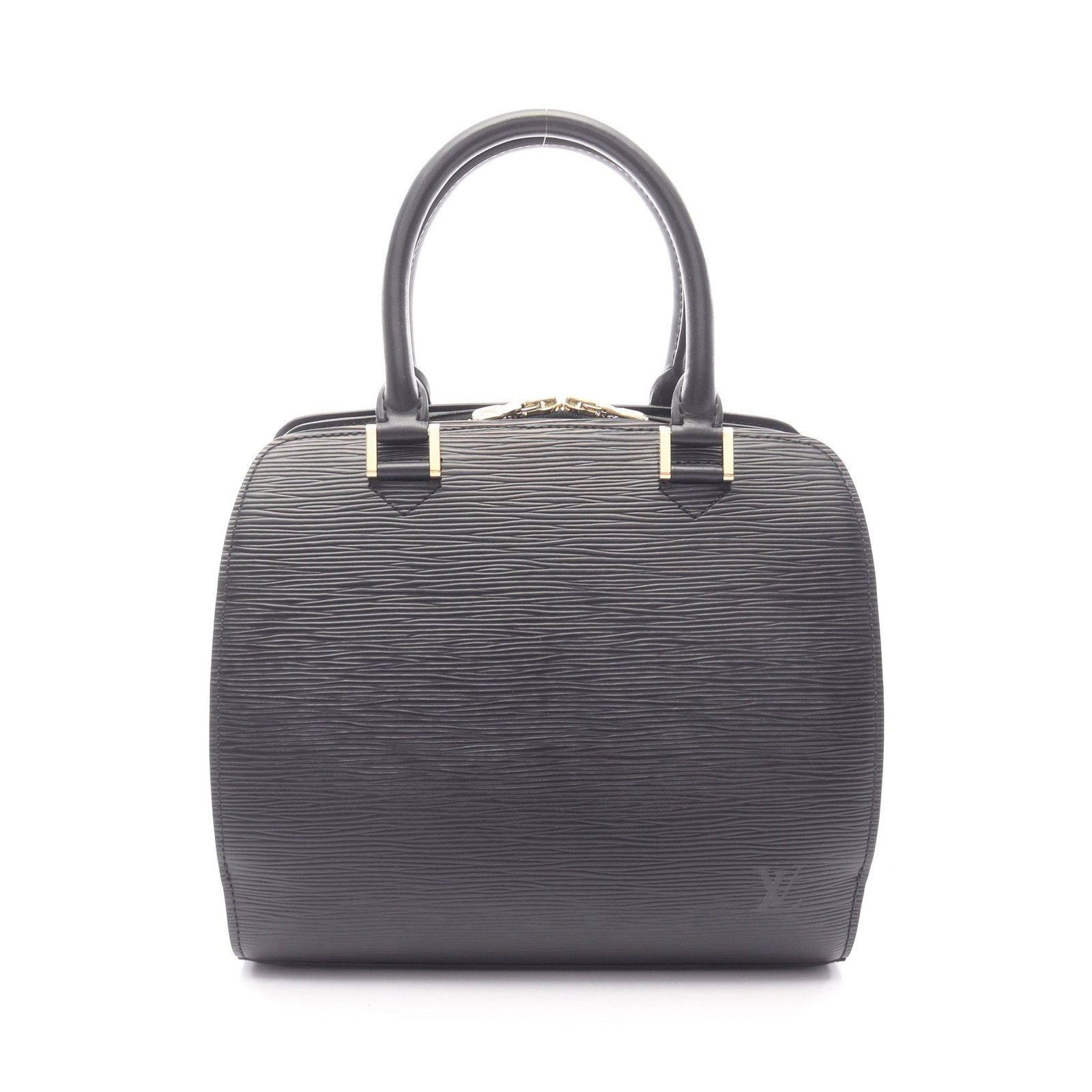 LV Pont Neuf Epi Noir Handbag: Authentic and authenticated Louis Vuitton Pont Neuf Epi Noir handbag in black leather. Model M52052, product no. MI0989. Approx. 22H x 22/24W x 11D cm with 36 cm handle.