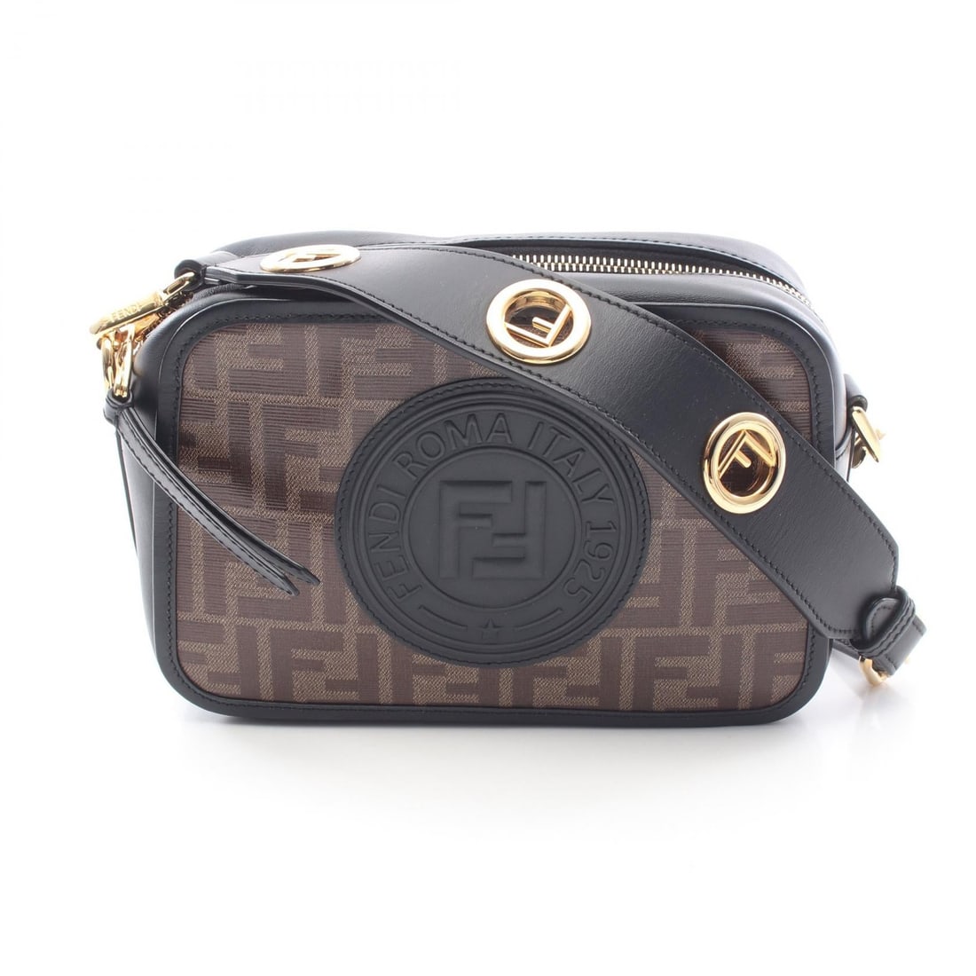 Fendi Cam Zucca Shoulder Bag: Authentic and authenticated Fendi CAM Cam Zucca shoulder bag in brown and black coated canvas leather. Model 8BT287.A5K4. Approx. 15H x 21.5/22W x 7.5D cm with 112-122 cm strap.