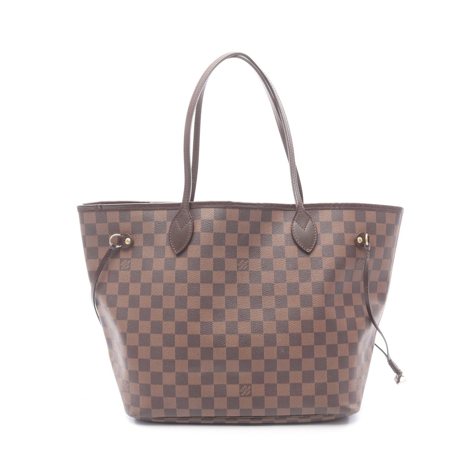 LV Neverfull MM Damier Ebene Tote: Authentic and authenticated Louis Vuitton Neverfull MM Damier Ebene shoulder tote bag in brown PVC leather. Model N51105, product no. SP0078. Approx. 29H x 45/32W x 15D cm with 49 cm straps.