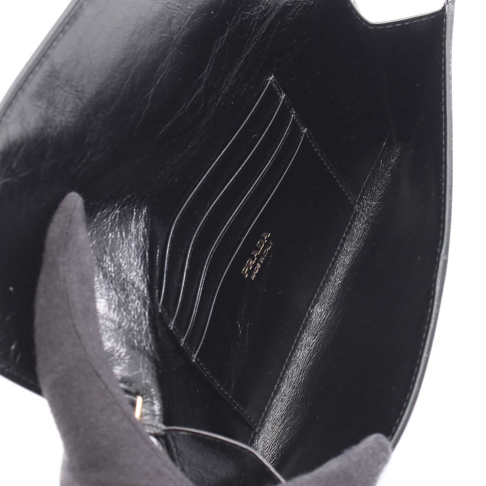 Prada Leather Shoulder Wallet Black - 3