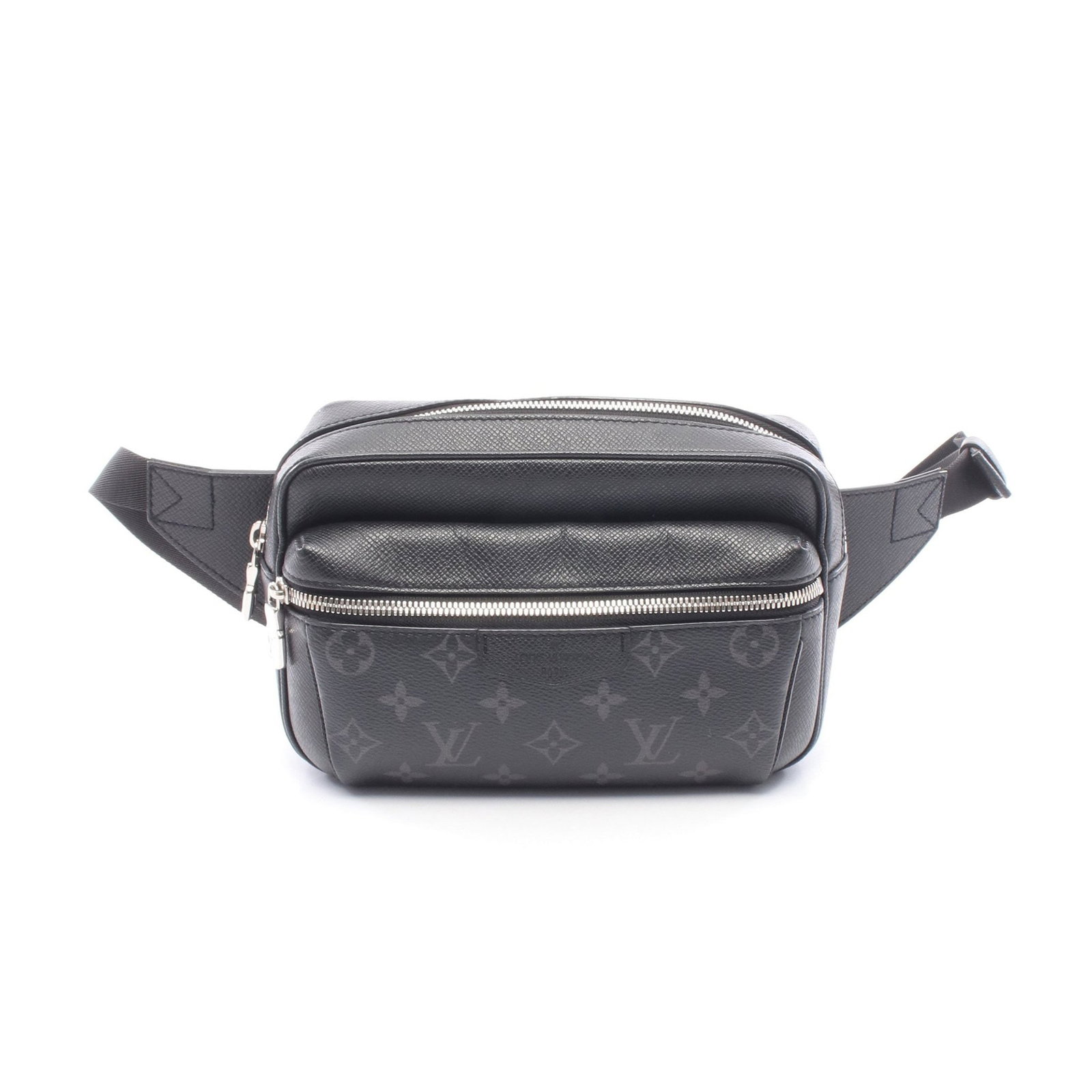 LV Taigarama Bum Bag Noir: Authentic and authenticated Louis Vuitton Bum Bag Outdoors Taigarama Noir body waist bag in black PVC leather. Model M30245, product no. FO4240. Approx. 15H x 21W x 3/5D cm with 72-108 cm strap.
