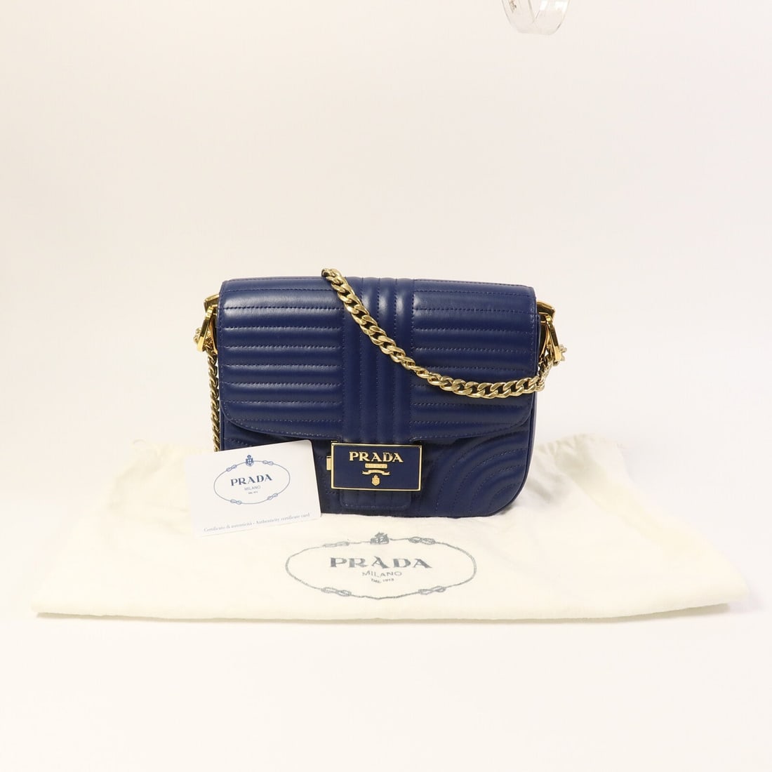 Prada Chain Shoulder Bag Blue - 11