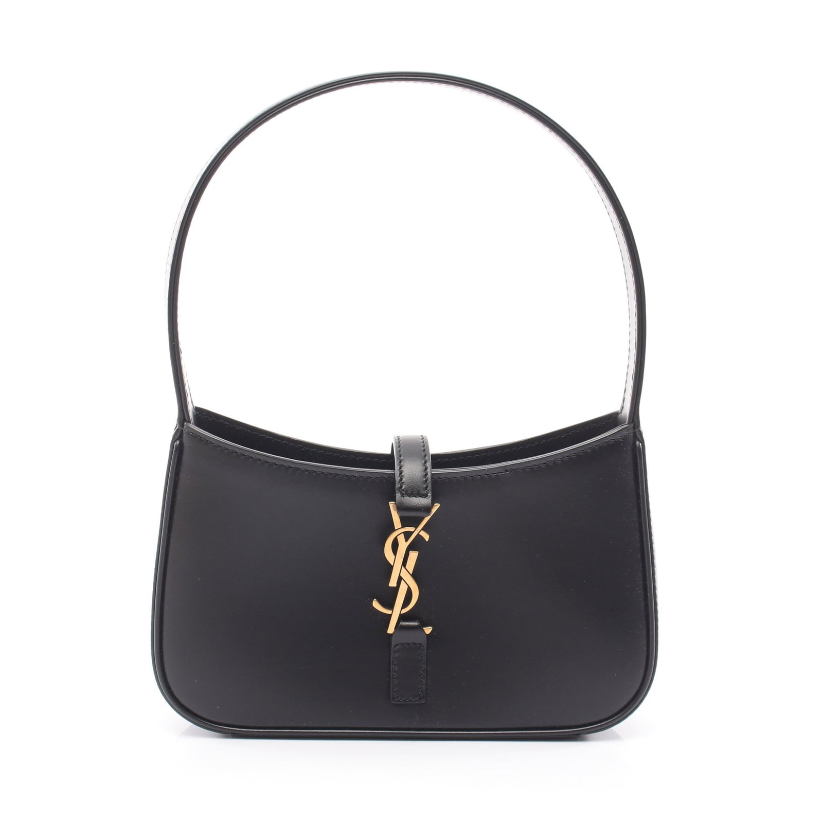 Saint Laurent Le 5 A 7 Mini Hobo: Authentic and authenticated Saint Laurent Paris Mini Hobo LE 5 A 7 handbag in black leather. Model 7103182R20W1000. Approx. 9.5H x 17/18W x 3.5D cm with 36 cm handle.