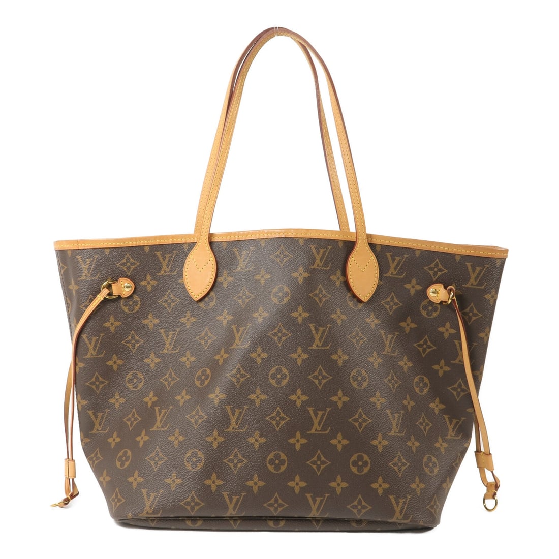 LV Neverfull MM Monogram Tote Brown: Authentic and authenticated Louis Vuitton Neverfull MM shoulder bag in brown Monogram PVC coated canvas with RFID. Approx. 32W x 29H x 16.5D cm with 48 cm handles. Includes pouch.