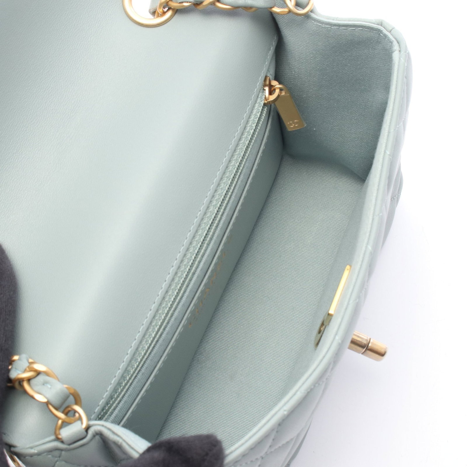 Chanel Mini Chain Shoulder Blue Gray - 3