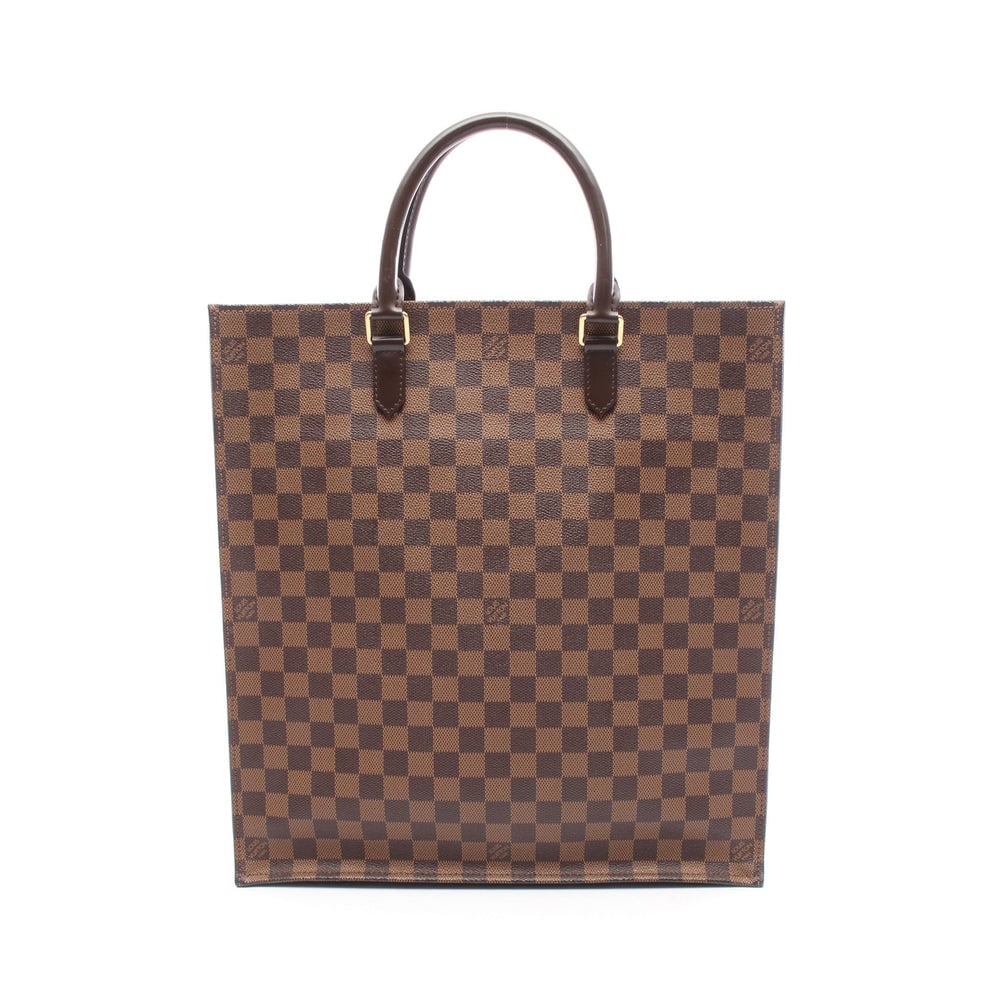 Louis Vuitton Sac Plat Damier Tote: Authenticated genuine Louis Vuitton Sac Plat handbag tote in brown Damier Ebene PVC leather, model N51140, product no. CT0112. Approx. H38 x W36 x D8.5 cm with 36 cm handle.