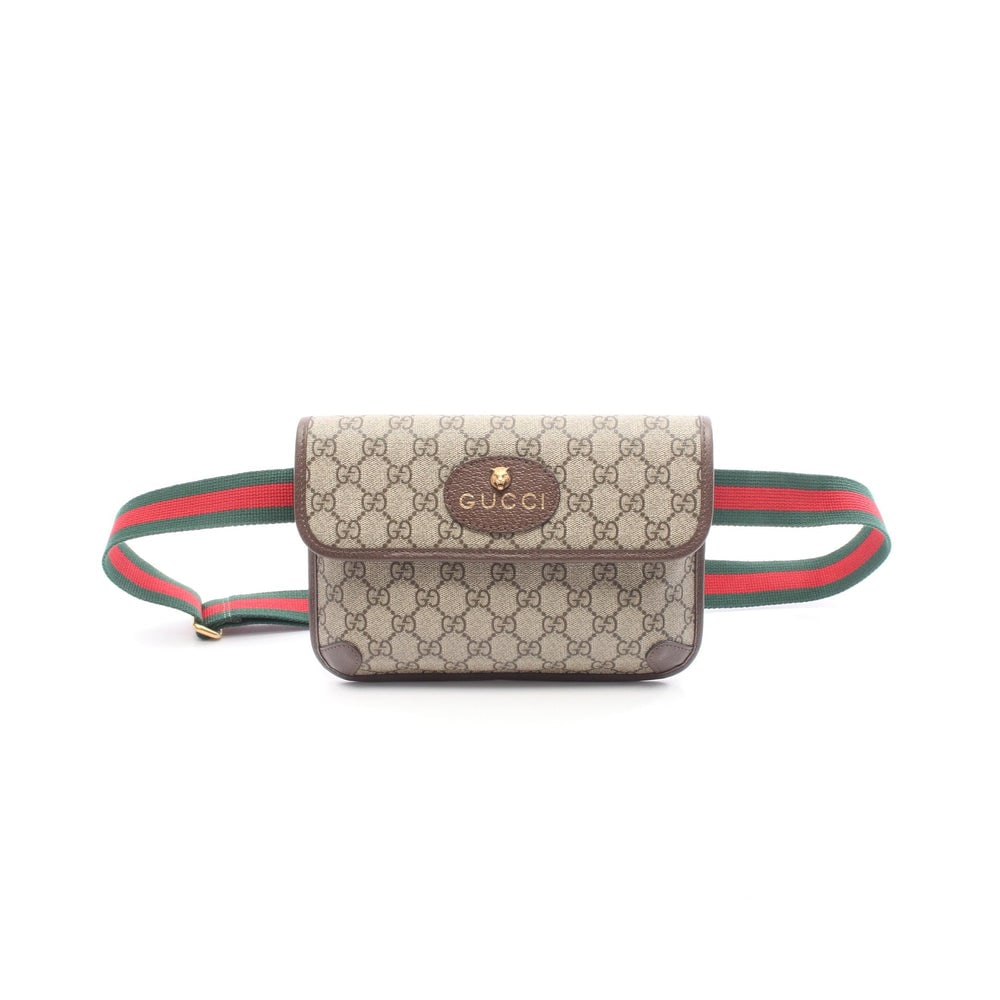 Gucci Neo Vintage Waist Bag Beige: Authenticated genuine Gucci GG Supreme Neo Vintage Sherry line body waist bag in beige brown PVC leather, model 493930. Approx. H17 x W24 x D2 cm with maximum 123 cm strap.
