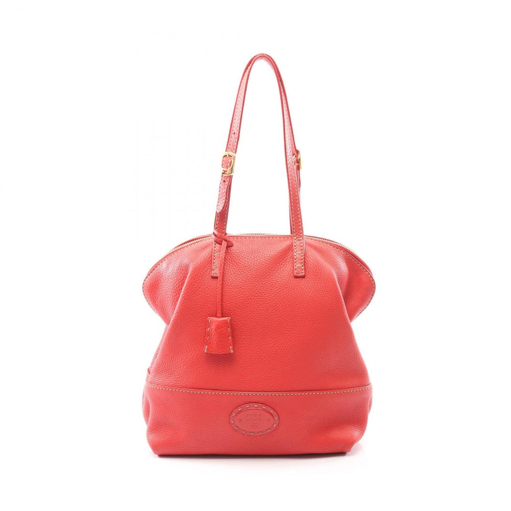 Fendi Selleria Two Bags Shoulder Bag: Authentic and authenticated Fendi Selleria Two Bags shoulder bag in red leather. Model 8BN232. Approx. 32.5H x 35/28W x 12D cm with 51-58 cm strap and 26 cm max drop. Includes padlock, 2 keys, and