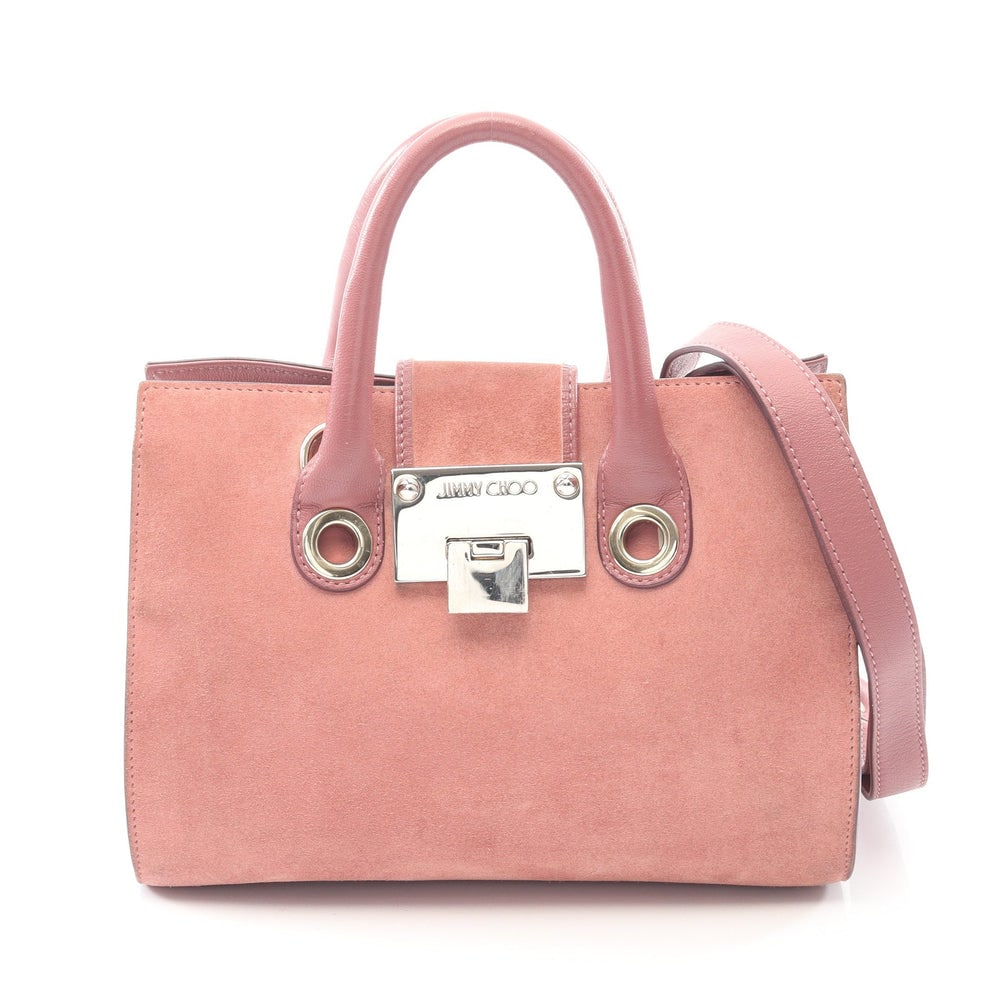 Jimmy Choo 2Way Handbag Dusty Pink: Jimmy Choo 2Way Handbag. Color: Dusty Pink. Material: Suede Leather. Size: 22/23.5 X 18 X 10 Cm. Handle: 27 Cm. Strap: 75-130 Cm. Includes: Shoulder Strap.