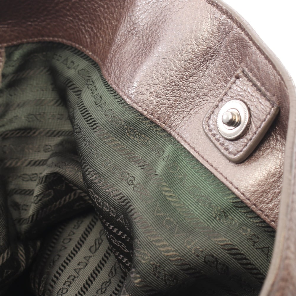 Prada Metallic Tote Gray Brown - 10