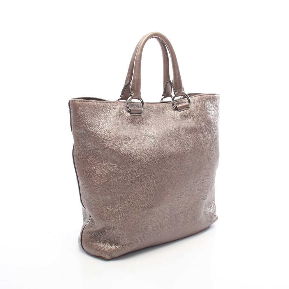 Prada Metallic Tote Gray Brown - 2