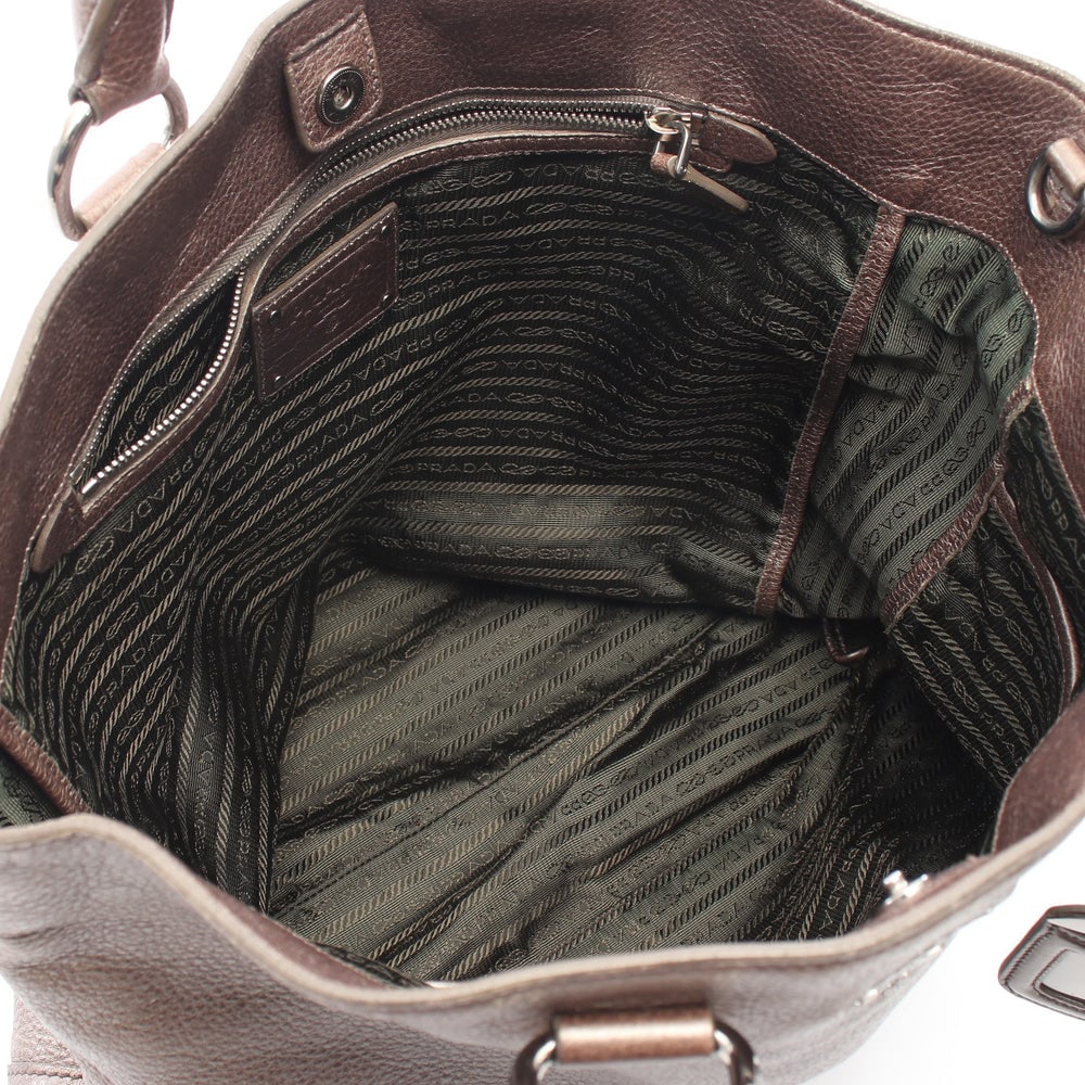 Prada Metallic Tote Gray Brown - 3