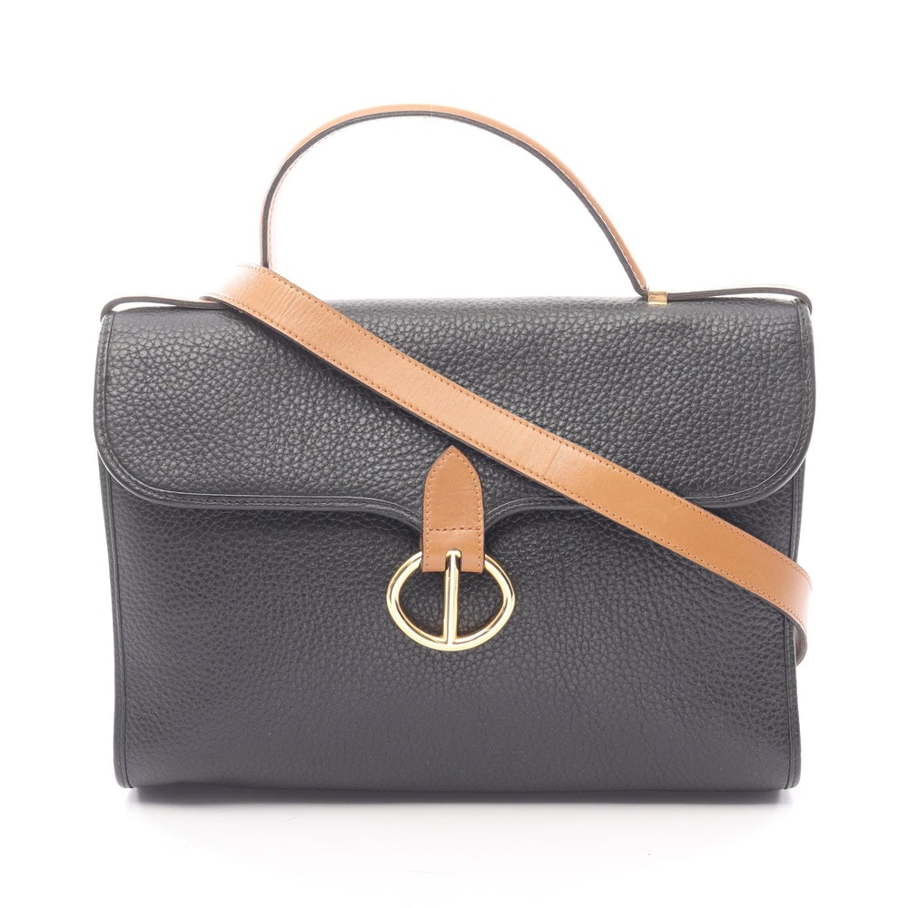 Dior Black Leather 2WAY Handbag: Authentic and authenticated Christian Dior 2WAY handbag in black and light brown leather. Approx. 20H x 28W x 5.5D cm with 23 cm handle and 122 cm strap. Includes shoulder strap.