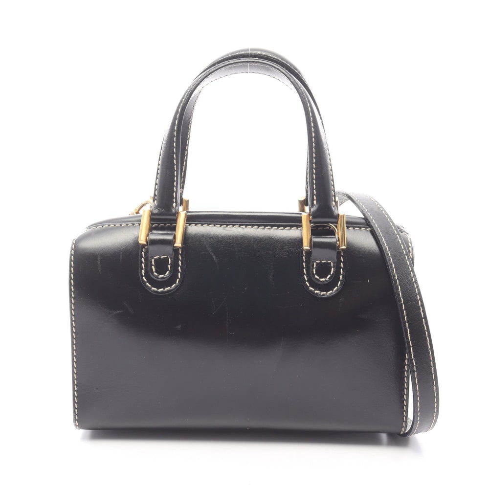 Fendi Black Leather 2WAY Handbag: Authentic and authenticated Fendi 2WAY handbag in black leather. Approx. 14H x 20.5W x 9D cm with 28 cm handle and 126 cm strap. Includes shoulder strap.
