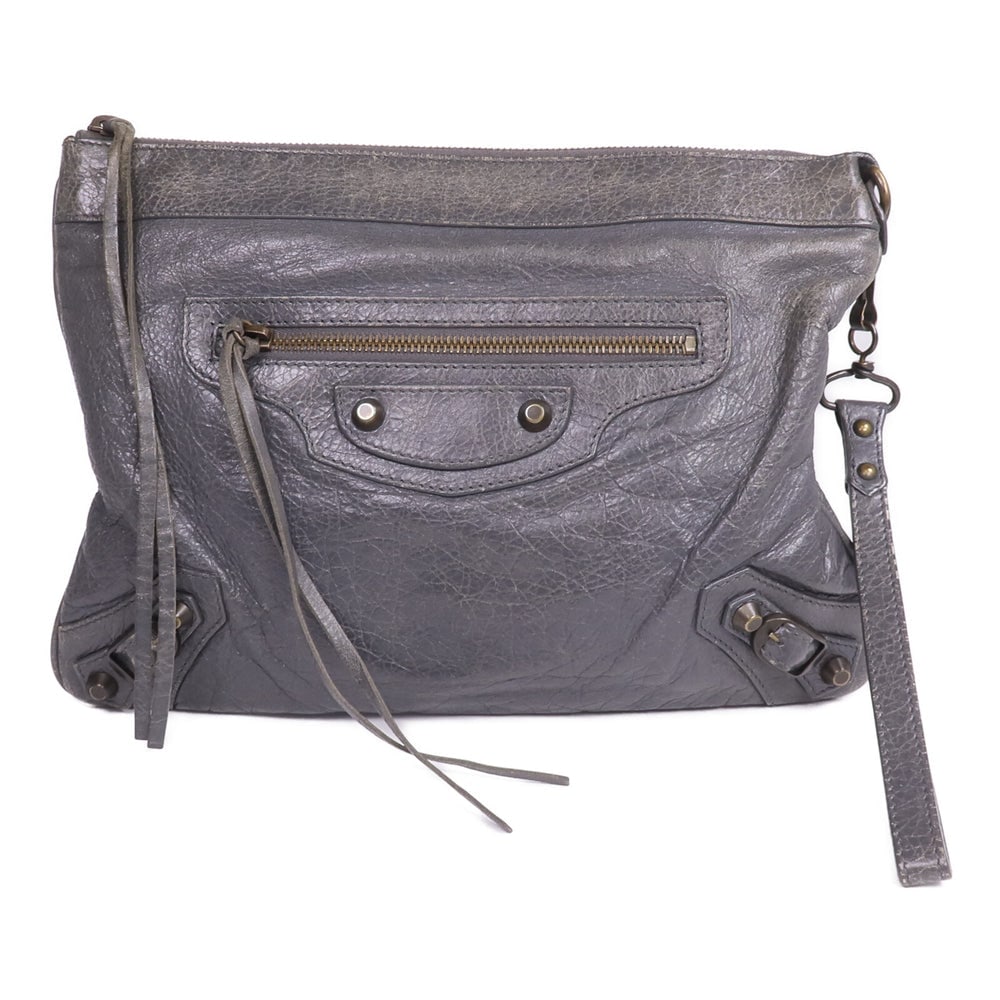 Balenciaga Motorcycle Clutch Gray: Balenciaga Motorcycle Clutch. Color: Gray / Gray. Material: Calfskin. Size: 29 X 21 Cm.