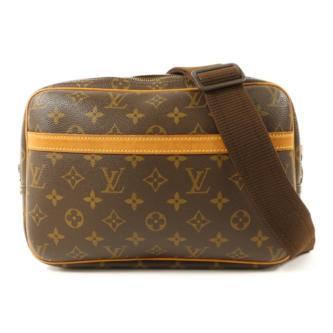 Louis Vuitton Reporter PM Monogram: Reporter PM shoulder bag M45254 in brown Monogram canvas. Size 28 x 19 x 10 cm.