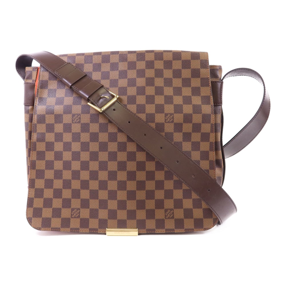 Louis Vuitton Bastille Damier Bag: Authenticated genuine Louis Vuitton Bastille shoulder messenger bag in brown Damier PVC coated canvas with gold-tone hardware. Includes storage bags. Product no. SP0093. Approx. W34 x H28 x D9 cm.
