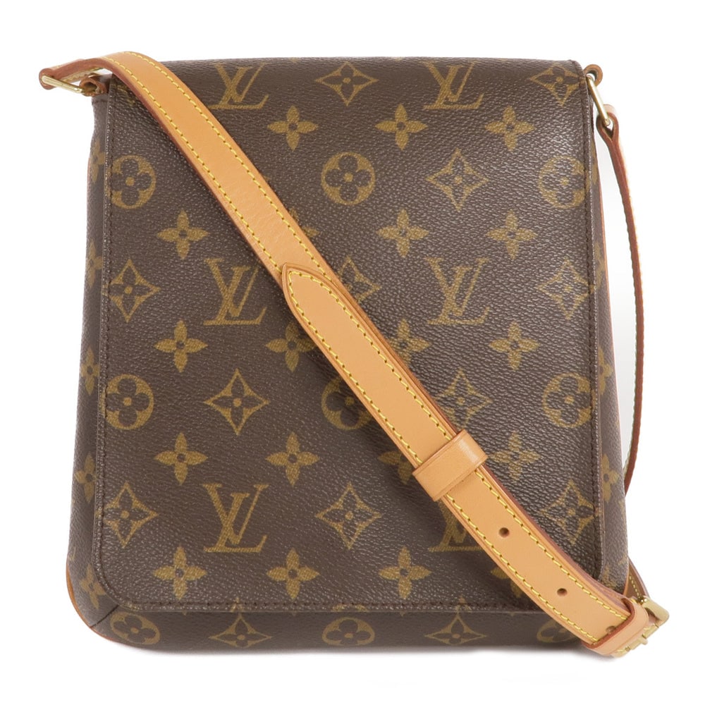 Louis Vuitton Musette Salsa Short: Authenticated genuine Louis Vuitton Musette Salsa short shoulder bag in brown Monogram PVC coated canvas with gold-tone hardware. Product no. LM1002. Approx. W22 x H23 x D3 cm.