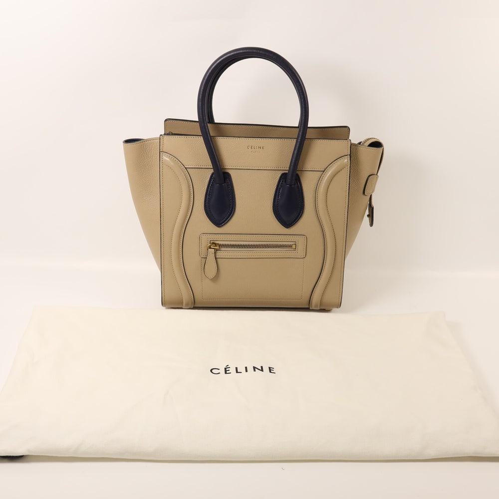 Celine Micro Luggage Beige Navy - 10