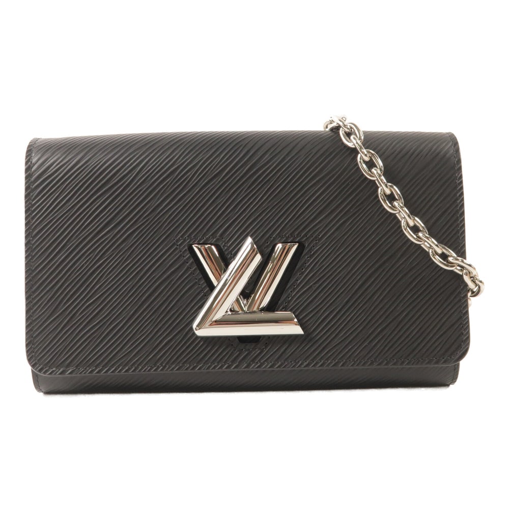 LV Twist Chain Wallet Black: Portefeuille Twist chain wallet shoulder bag M62038 in black Epi calfskin. Includes storage box and storage bags. Size 19 x 12 x 3.5 cm.