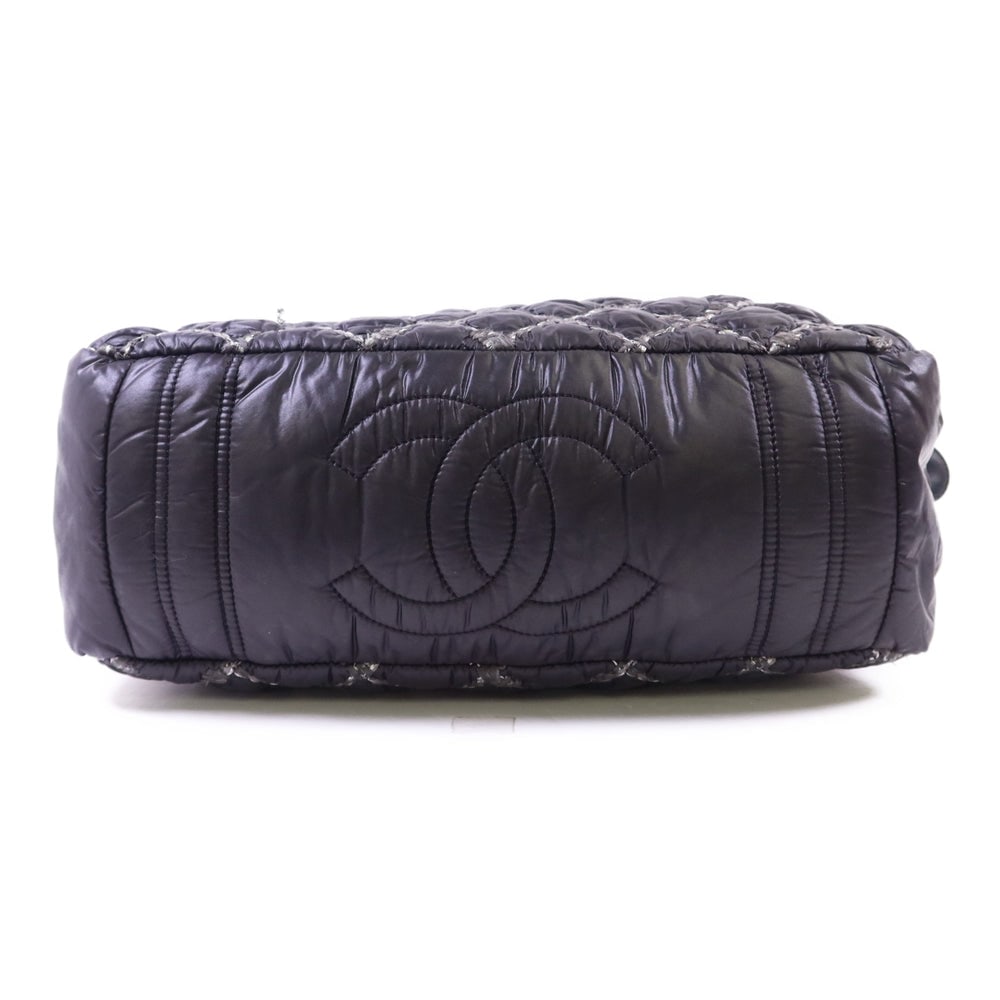 Chanel Chain Tote Nylon Gray - 4