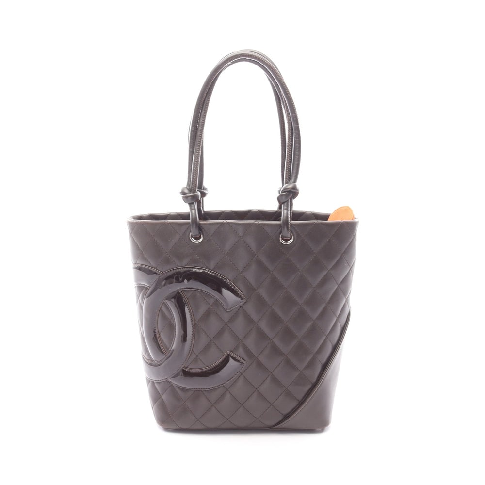 Chanel Cambon Medium Tote: Dark brown leather and patent tote.