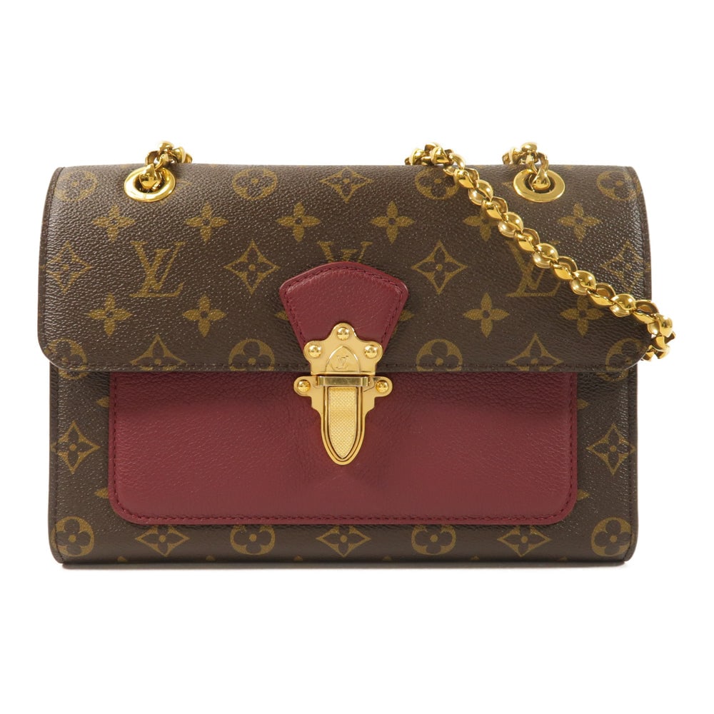 Louis Vuitton Victoire Chain Bag: Brown monogram PVC coated canvas chain shoulder bag with GHW; W26 x H18.5 x D9 cm; strap 71-120 cm. Authentic and authenticated.