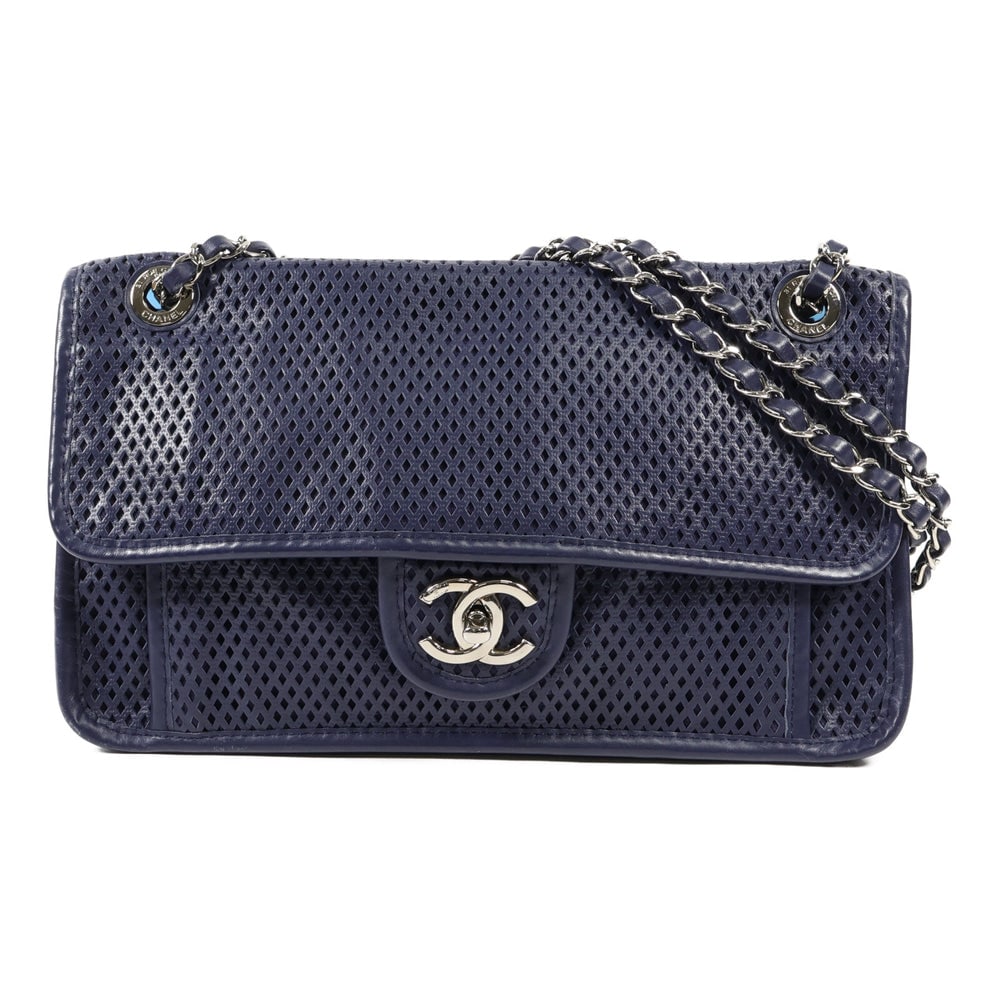 Chanel Blue Lambskin Shoulder Bag: Blue lambskin shoulder bag with SHW; hologram sticker and guarantee included; W28.5 x H18 x D6 cm; strap 54-97 cm. Authentic and authenticated.