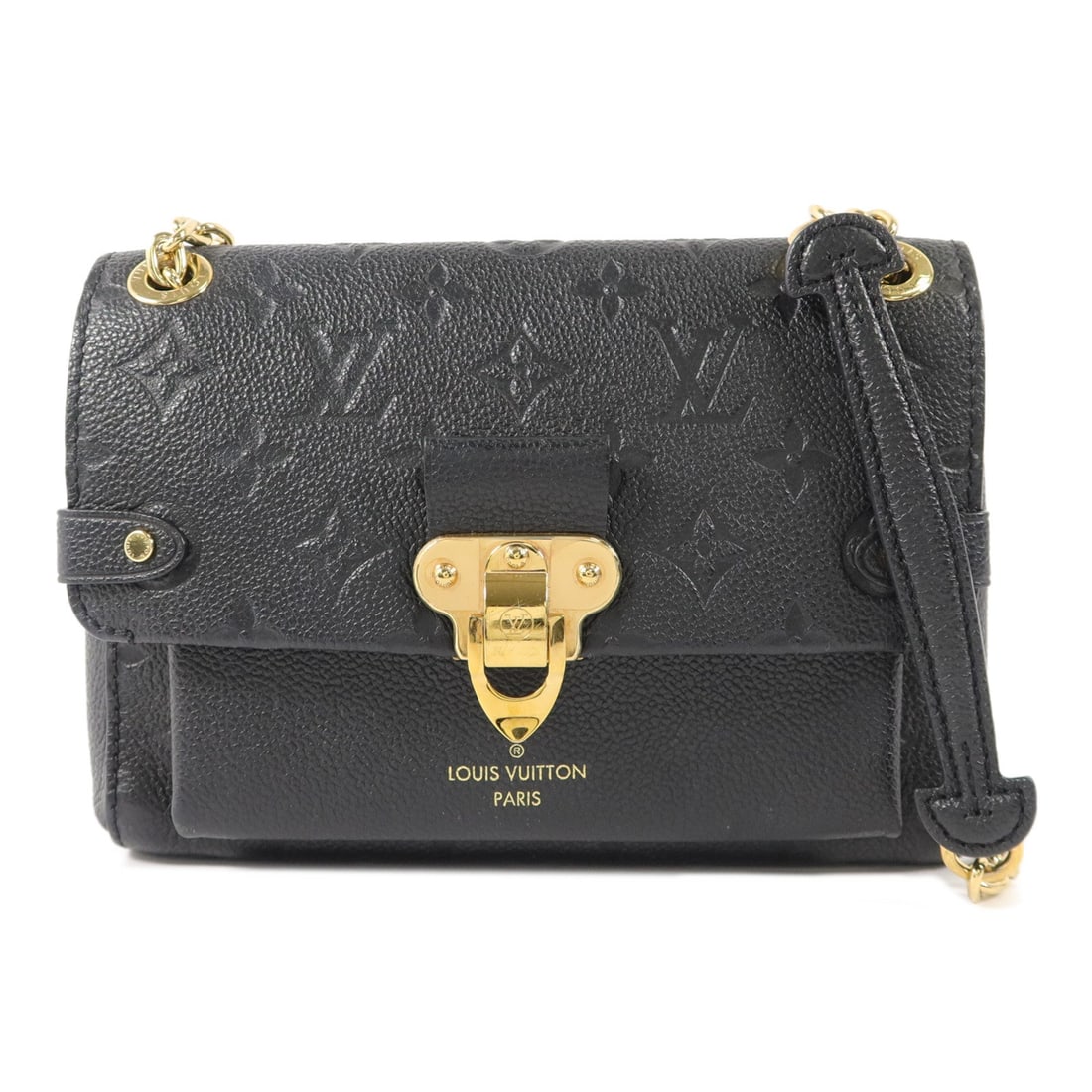 Louis Vuitton Vavin BB Chain: Black monogram empreinte chain shoulder bag.
