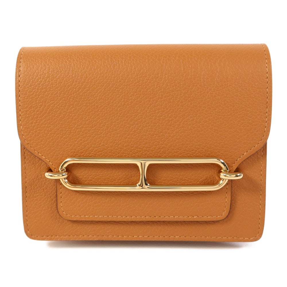 Hermes Roulis Slim Pouch Gold: Gold Evercolor calfskin slim pouch clutch with GHW; includes pouch; W12.5 x H10 x D2 cm. Authentic and authenticated.