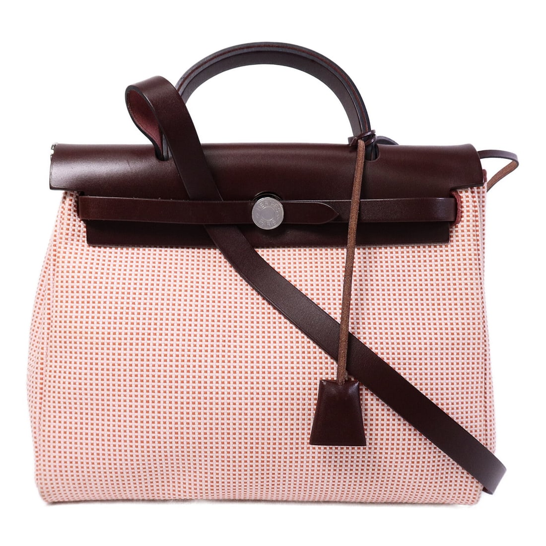 Hermes Herbag 31 2 Way: Red canvas 2 way shoulder bag.