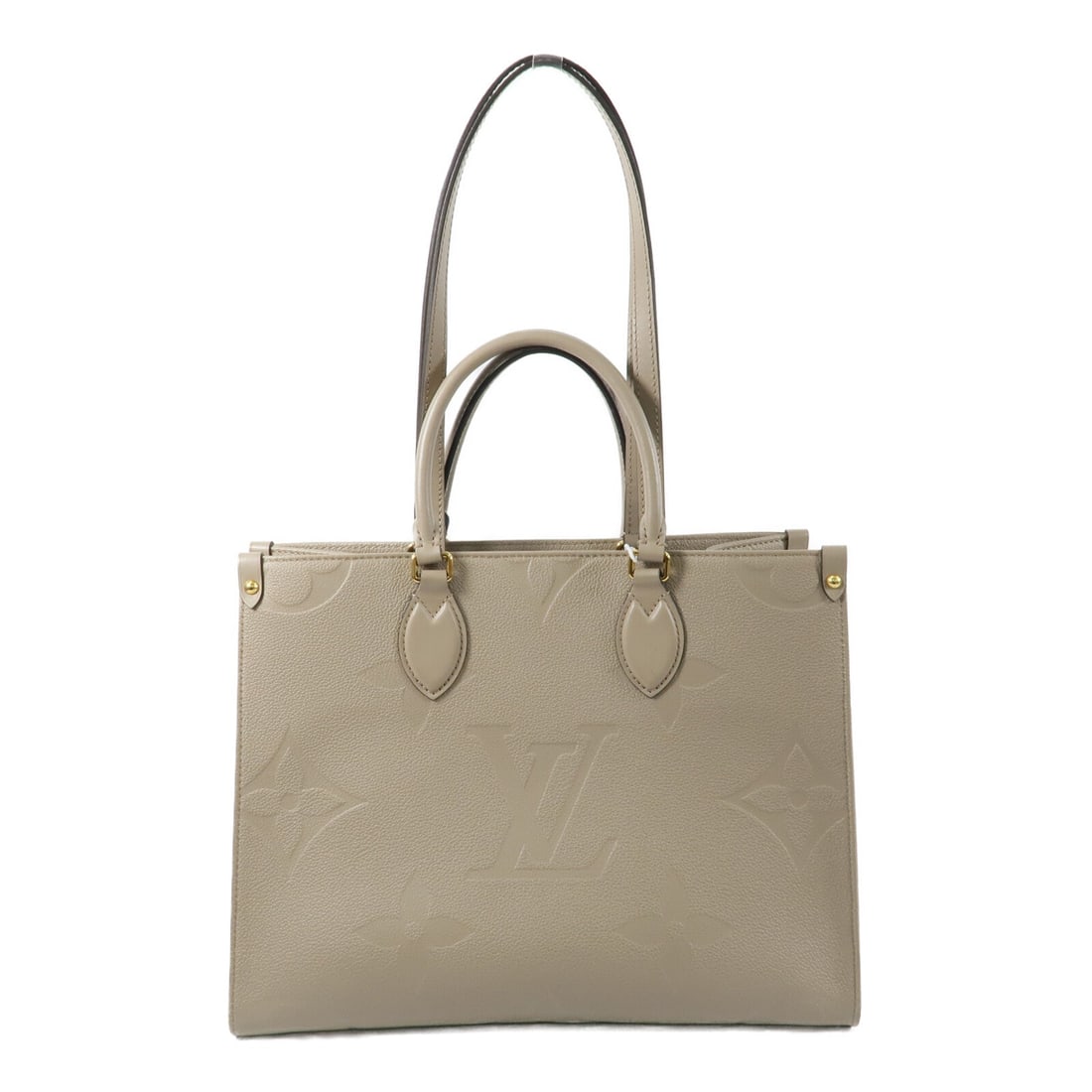 Louis Vuitton OnTheGo MM Empreinte: Beige monogram empreinte 2 way shoulder bag.