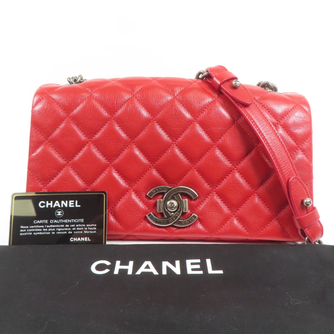 Chanel Chain Shoulder Bag Red - 12