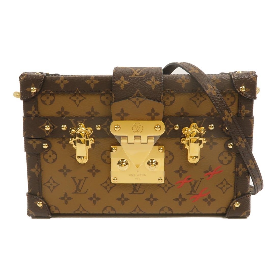 Louis Vuitton Petite Malle Monogram: Monogram Reverse canvas Petite Malle shoulder bag with gold-tone hardware.
