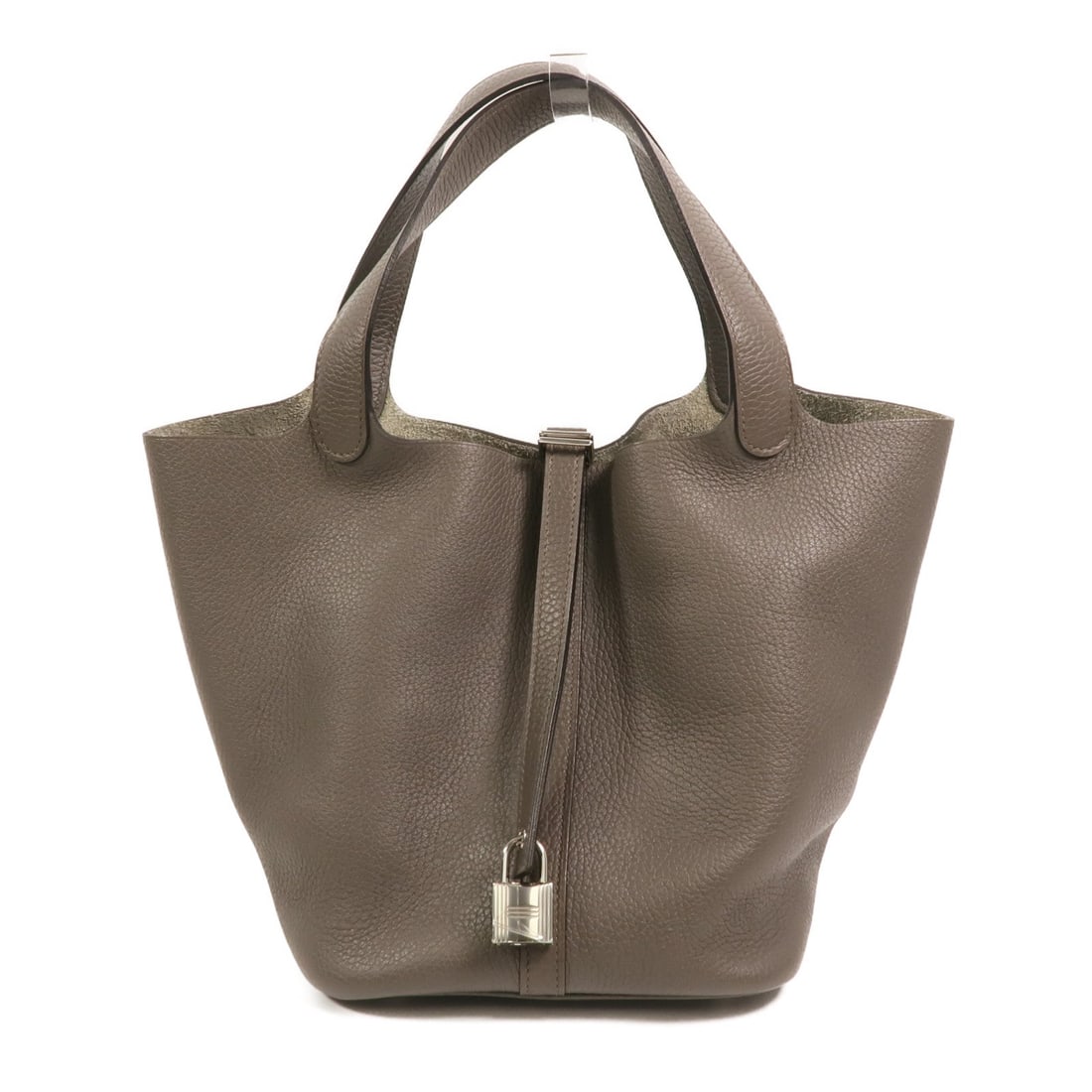 Hermes Picotin MM Etain: Etain Taurillon Clemence leather shoulder bag with palladium-tone hardware.