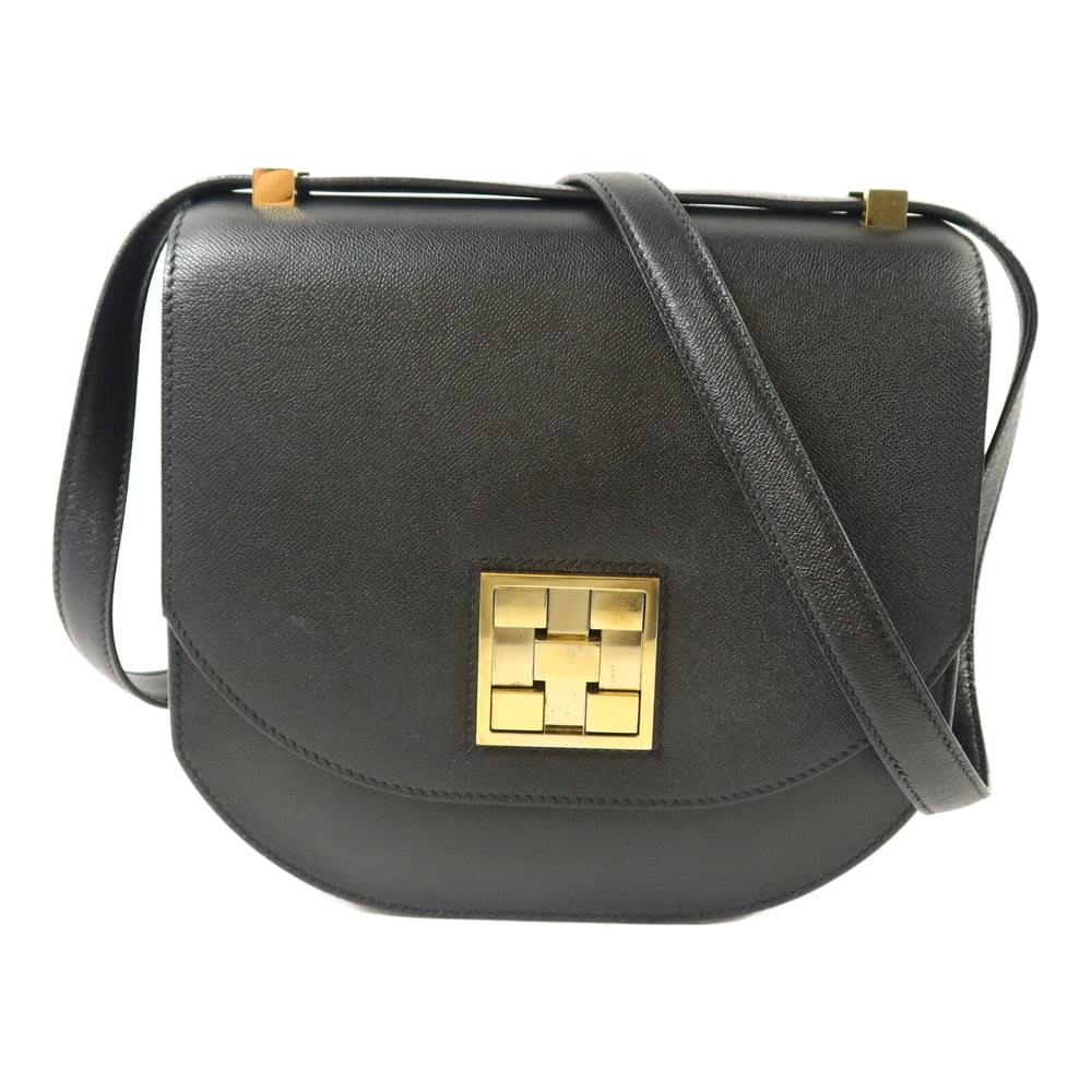 Hermes Mosaique 24-21 Noir: Noir Epsom leather shoulder bag with gold-tone hardware.