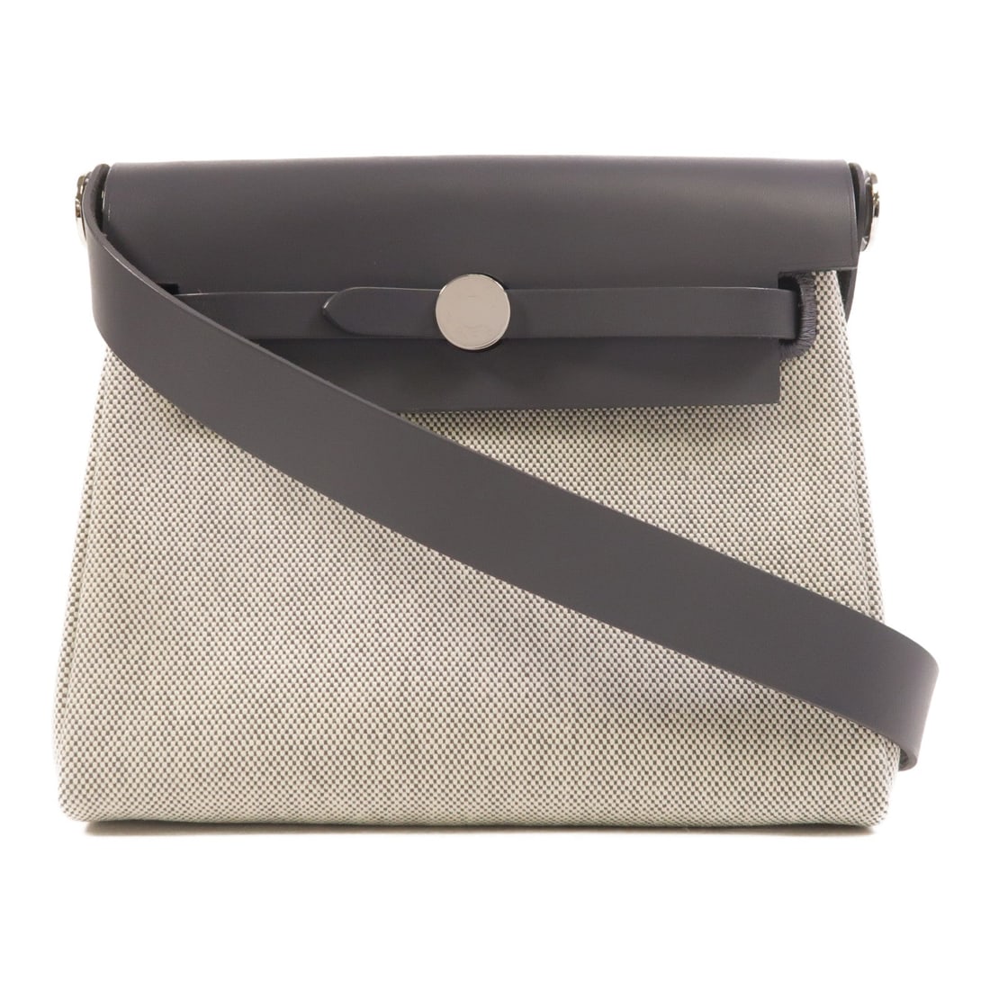 Hermes Mini Herbag Ardoise: Ardoise Towar canvas mini Herbag shoulder bag with palladium-tone hardware.