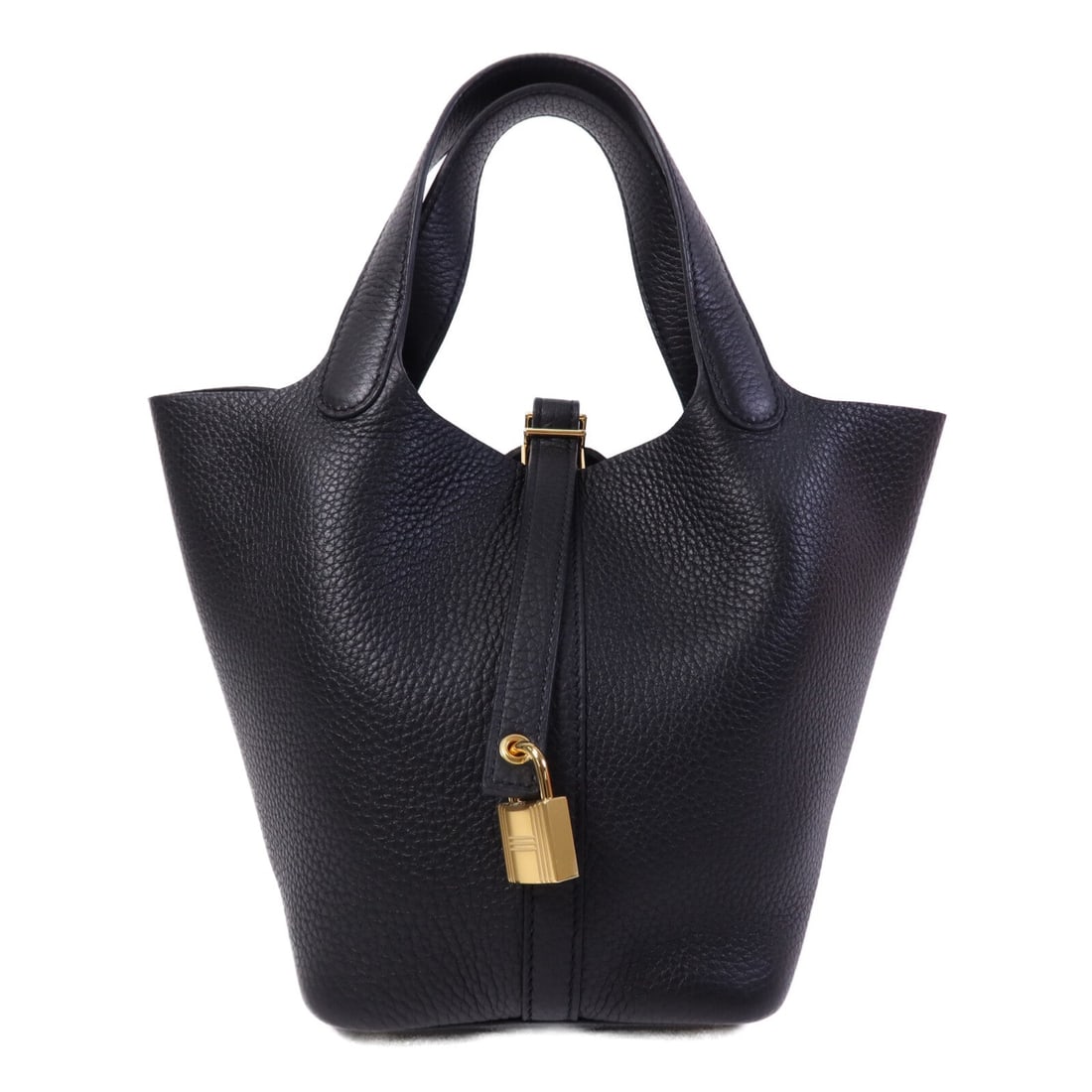 Hermes Picotin PM Noir: Noir Taurillon Clemence leather tote with gold-tone hardware.