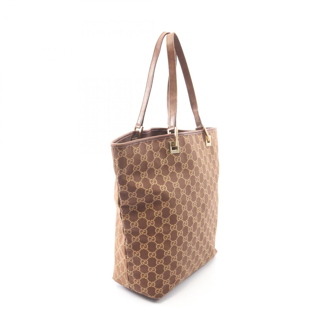 Gucci GG Canvas Leather Tote Bag Brown: Authentic and authenticated Gucci GG canvas tote handbag in brown/dark brown canvas and leather. Model 002 1098. Approx. 31H x 36/25W x 11.5D cm with 45 cm handle. No accessories listed.