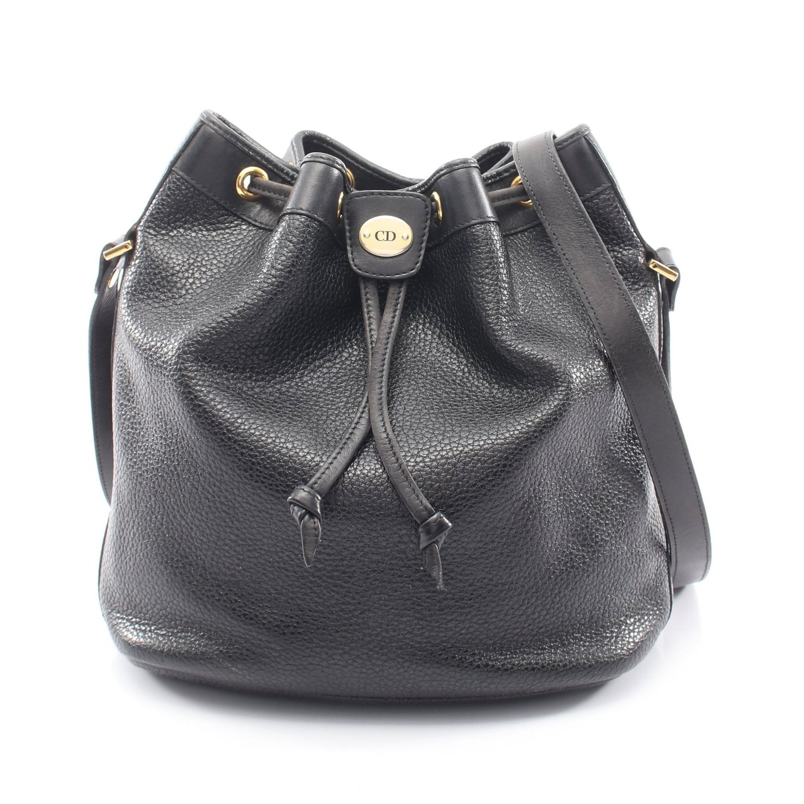 Christian Dior Black Leather Shoulder Bag: Authentic and authenticated Christian Dior purse shoulder bag in black leather. Approx. 25H x 25W x 12D cm with 124-130 cm strap. No accessories listed.