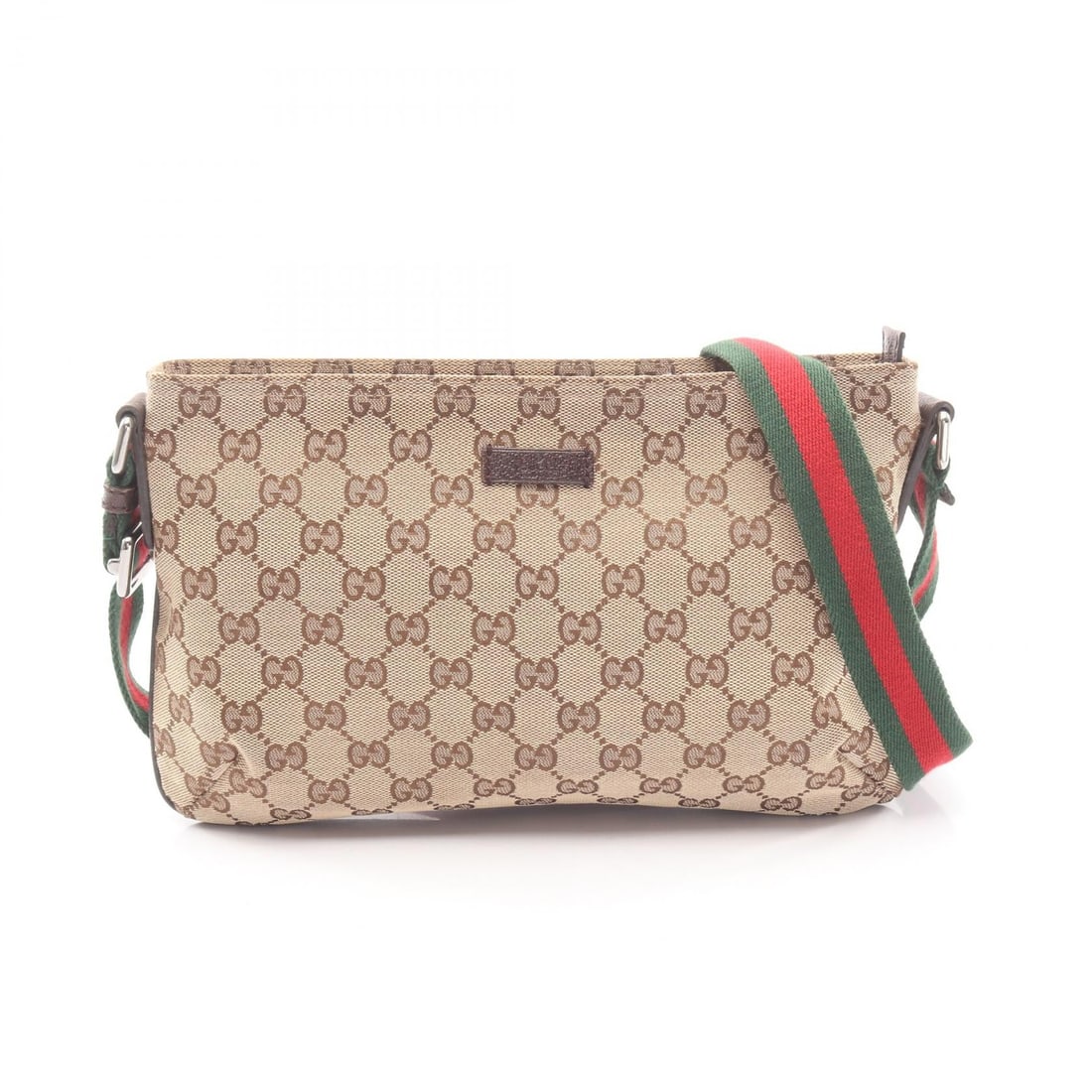 Gucci Sherry GG Canvas Shoulder Bag: Authentic and authenticated Gucci Sherry line GG canvas shoulder bag in beige/dark brown canvas and leather. Model 189749. Approx. 18.5H x 27/29W x 3D cm with 67-124 cm strap.