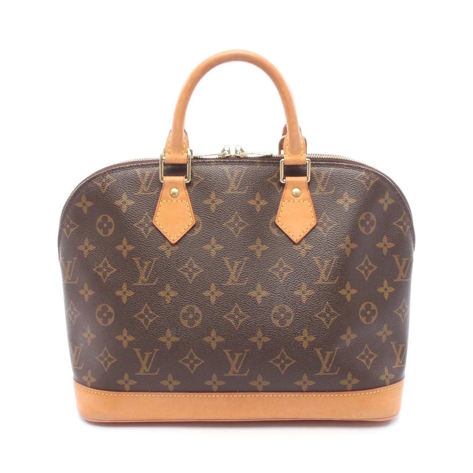 LV Alma PM Monogram Handbag Brown: Authentic and authenticated Louis Vuitton Alma PM Monogram handbag in brown PVC and leather. Model M51130, product no. BA0020. Approx. 23.5H x 32W x 16D cm with 29 cm handle.