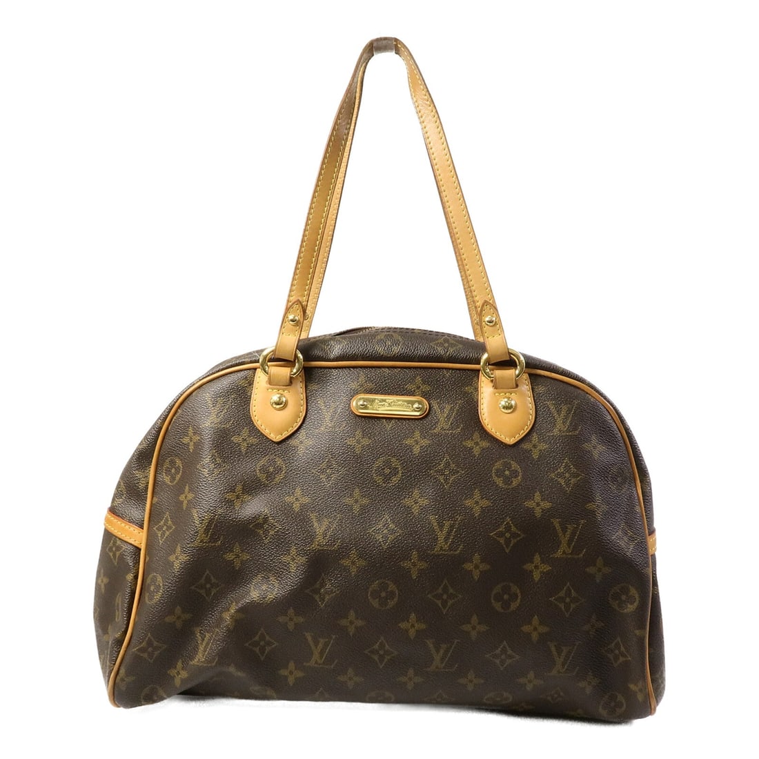 LV Montorgueil GM Monogram Bag: Authentic and authenticated Louis Vuitton Montorgueil GM shoulder bag in brown monogram PVC coated canvas. Product no. MI3058. Approx. 38W x 22H x 17D cm with 48 cm handle. No accessories listed.