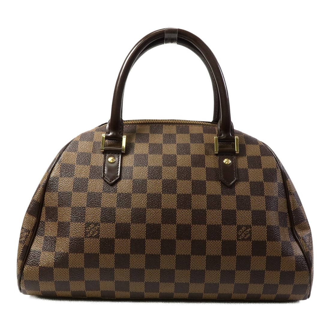 LV Ribera MM Damier Ebene Handbag: Authentic and authenticated Louis Vuitton Ribera MM handbag in brown Damier PVC coated canvas. Product no. CA0054. Approx. 35W x 20H x 19.5D cm with 36 cm handle. Includes storage bags.