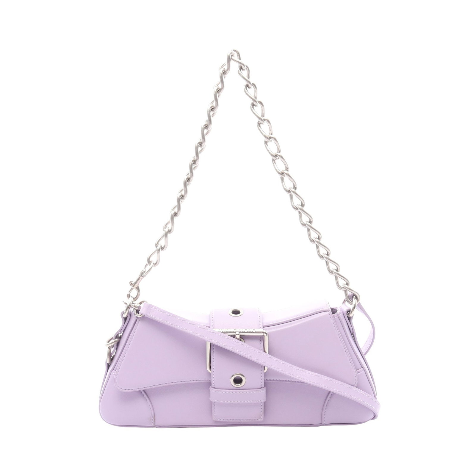 Balenciaga Lindsay 2WAY Shoulder Bag: Authentic and authenticated Balenciaga LINDSAY BAG 2WAY shoulder bag in light purple leather. Model 701141. Approx. 10H x 19/27W x 4.5D cm with 54 cm handle and 99 cm strap.