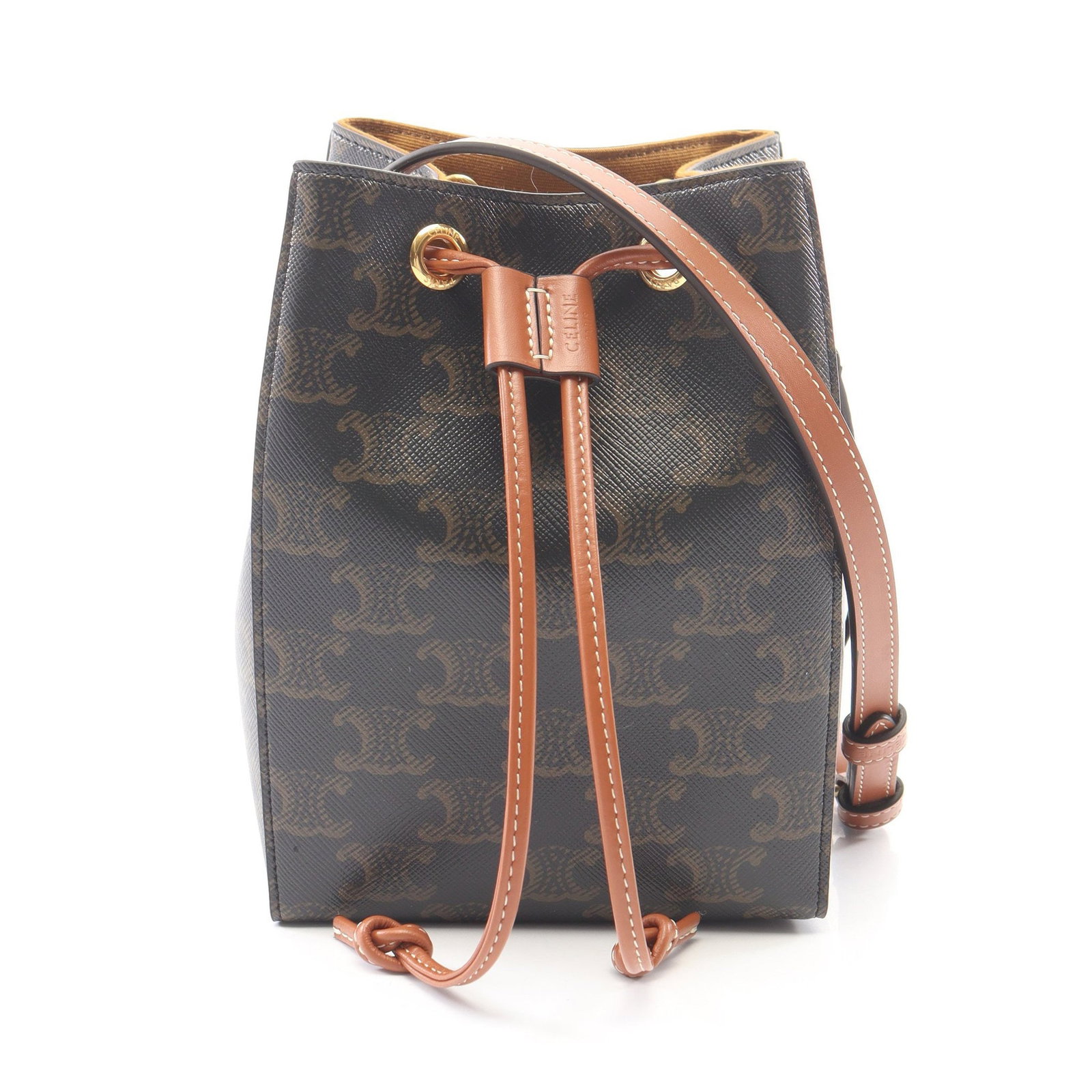 Celine Micro Sailor Shoulder Bag: Authentic and authenticated Celine Micro Sailor shoulder bag in black and brown PVC leather. Model 10M742GCE04LU. Approx. 18H x 13W x 11D cm with 108-124 cm strap. Includes storage bags.