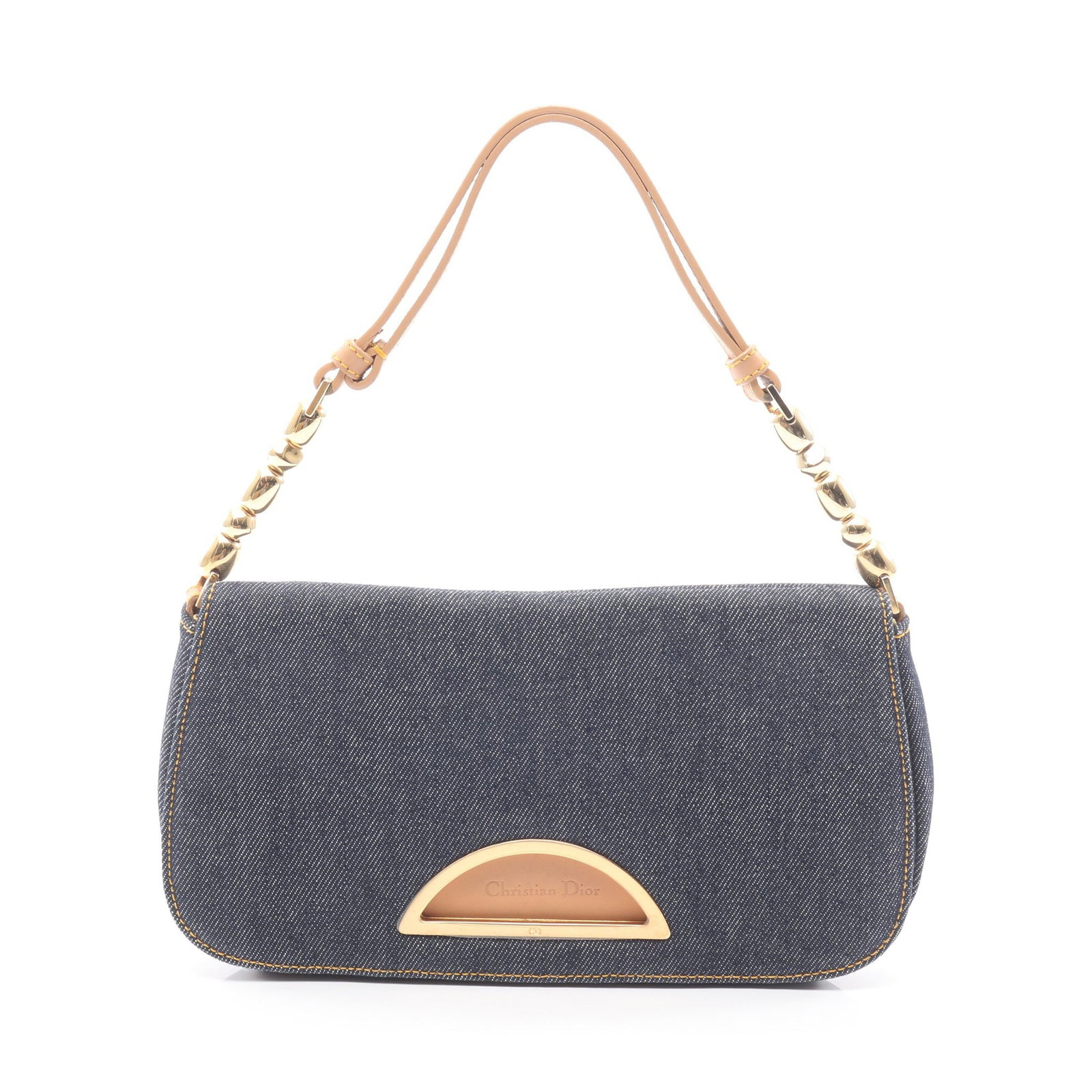 Dior Maris Pearl Handbag Navy Beige: Authentic and authenticated Christian Dior Maris Pearl handbag in dark navy and beige denim leather. Approx. 13.5H x 23/25.5W x 3.5D cm with 42 cm handle.