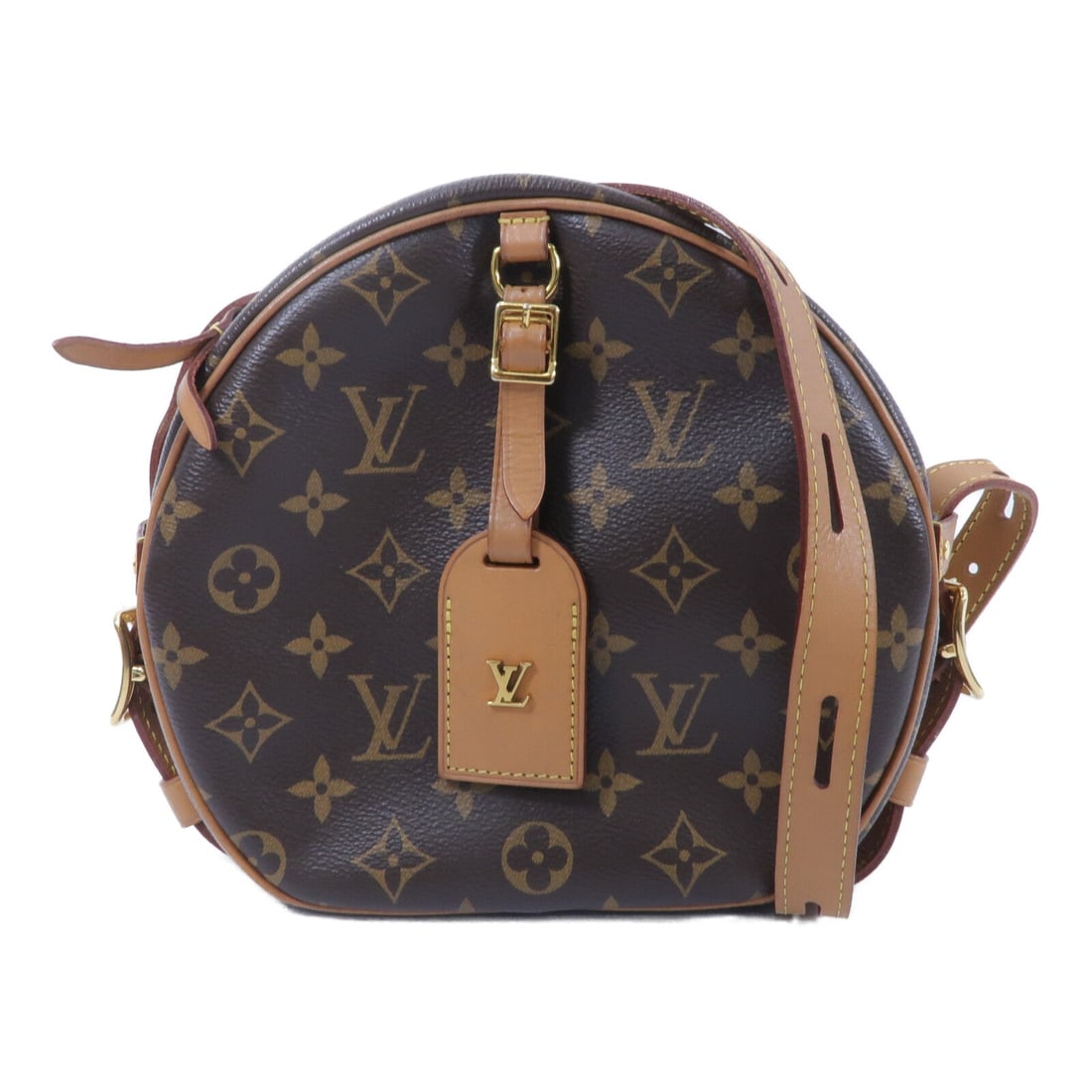 LV Boite Chapeau Souple MM Brown: Authentic and authenticated Louis Vuitton Boite Chapeau Souple MM shoulder bag in brown Monogram PVC coated canvas. Product no. SA5119. Approx. 20W x 22.5H x 8D cm with 73-124 cm strap. Includes
